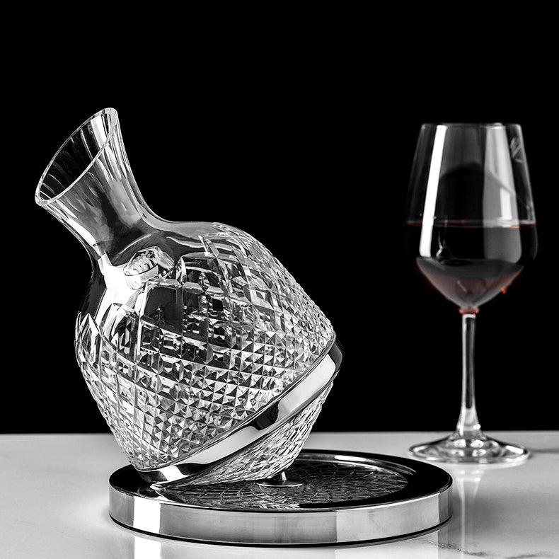 Vitraelle Orbit Decanter on its sculptural rotating base